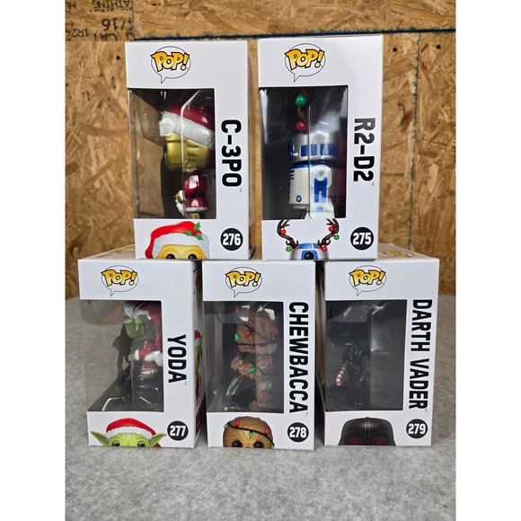 Funko Pop! Star Wars Holiday Bundle C-3PO Yoda Darth Vader R2-D2 Chewbacca - Picture 7 of 16